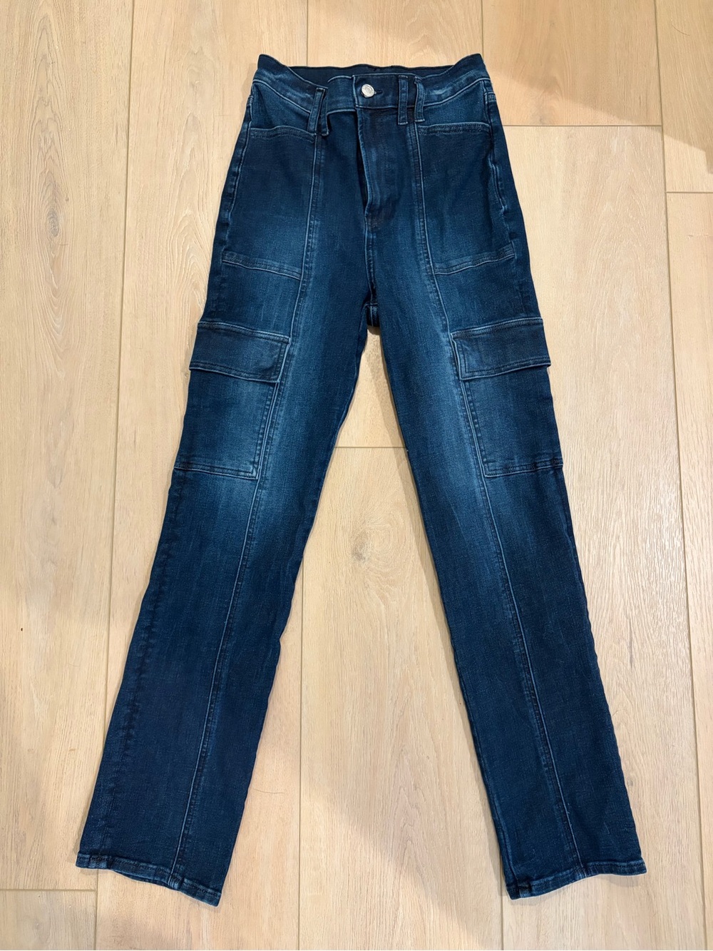 Express Women’s Dark Blue Straight Cargo Jeans